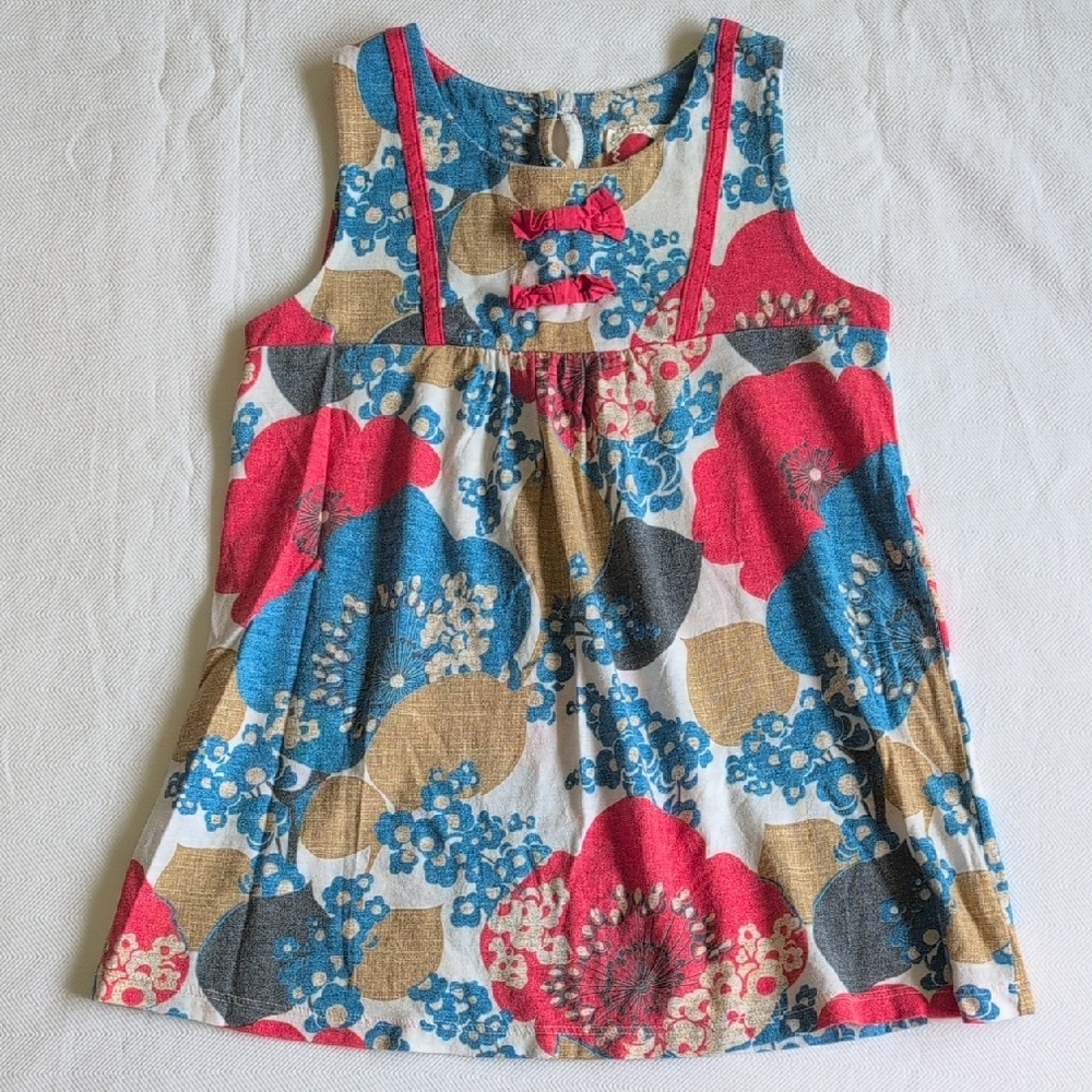 next uk girls colorful floral cotton tank top tunic with bows size 6